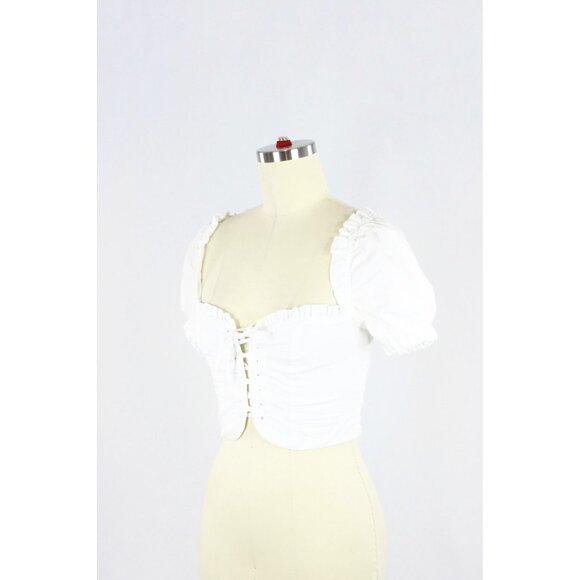Aritzia SUNDAY BEST Lolita White Cotton Poplin Lace Up Corset Blouse, Size XS - Picture 4 of 11